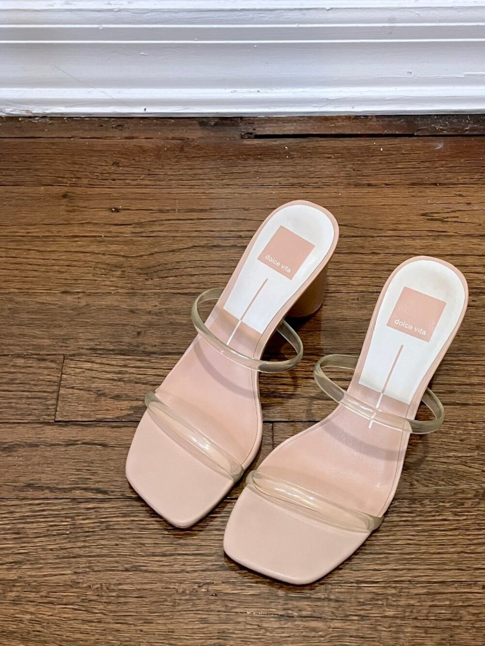 Dolce Vita Noles Nude Vinyl High Heel Sandals - 7.5